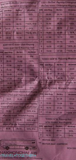 Raspored autobusnog poduzeća Nakonchai Air