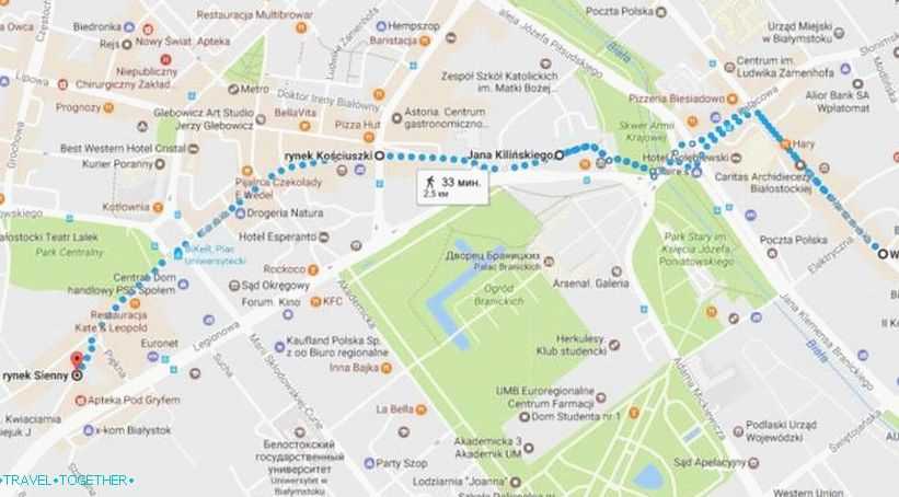 Ruta u povijesnom središtu - karta