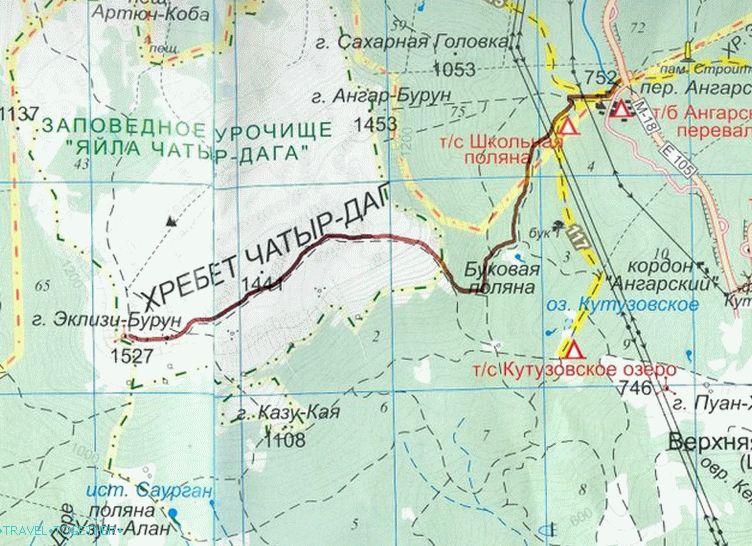 Karta turističke rute za Chatyr Dag
