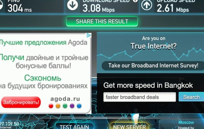 Brzina i ping u Moskvu