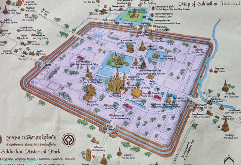 Karta povijesnog parka Sukhothai