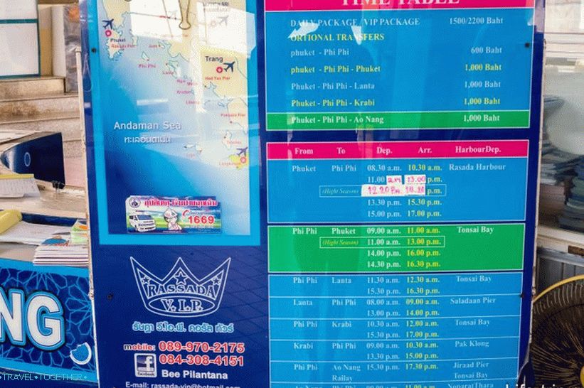 Raspored trajekta od Phuketa do Phi Phi