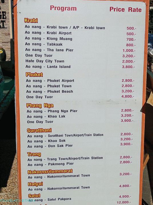 Taxi od Ao Nanga do Krabija, Phuketa i drugih mjesta