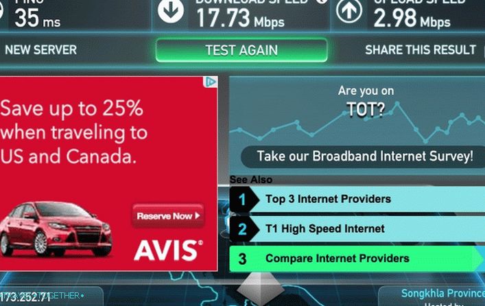 Wifi brzina za tajlandski hotel je sjajna