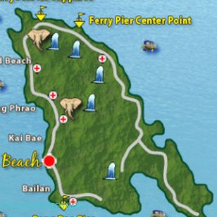 Karta plaža na otoku Koh Chang
