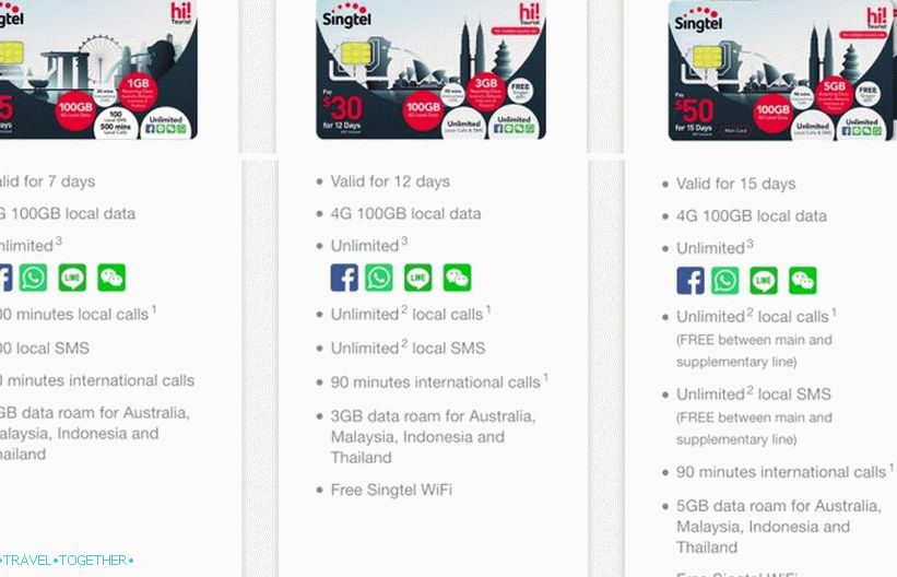 Singtel operator tarifa