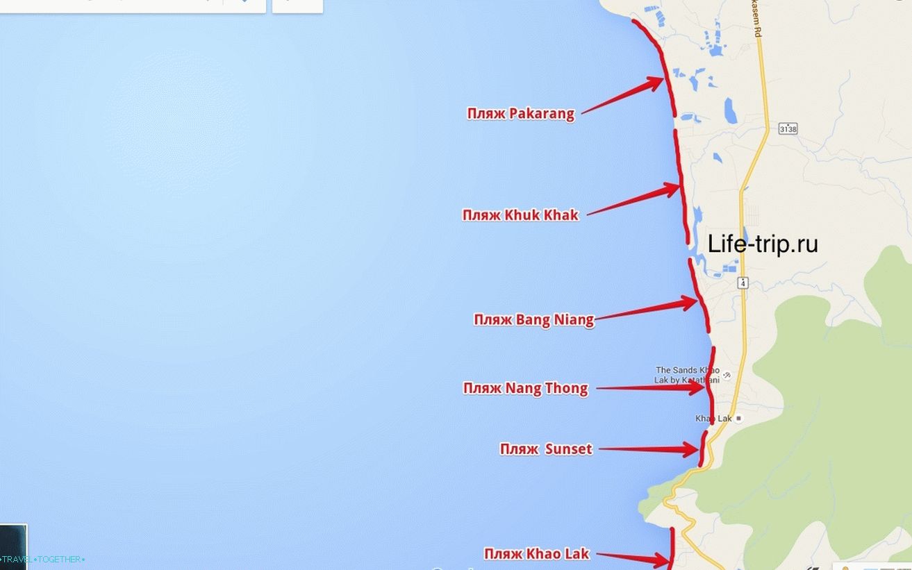 Karta plaža Khao Lak