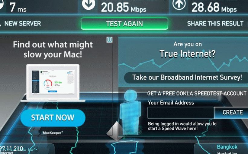 Wifi brzina je dobra za Tajland
