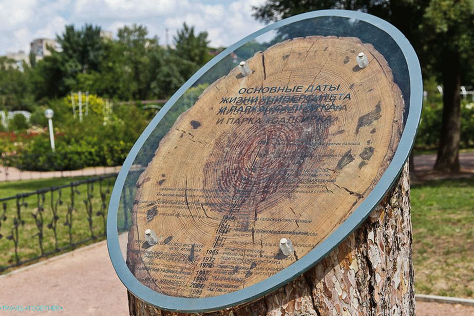 Krugovi na stablu znače glavne datume Vorontsovog parka