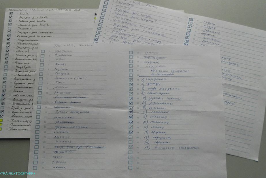 Provjerite popis za prikupljanje stvari od svakog člana obitelji