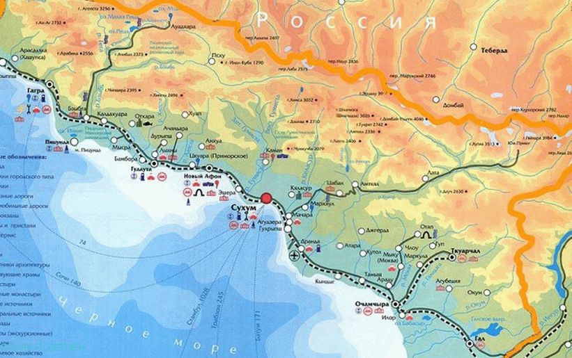 Karta Abhazije.