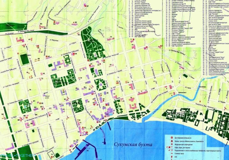 Karta središta Sukhumija. Abhazija.