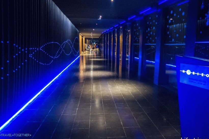 Osvijetljeni tamni hodnik vodi do restorana