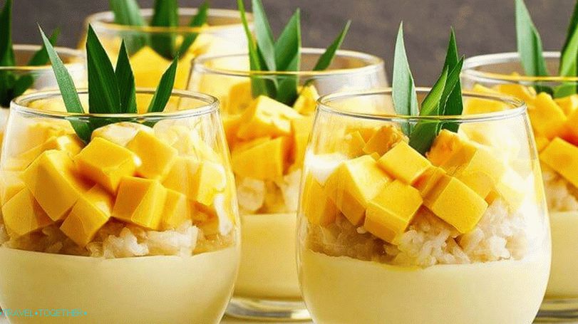 Slatka riža s mangom na Tajlandu