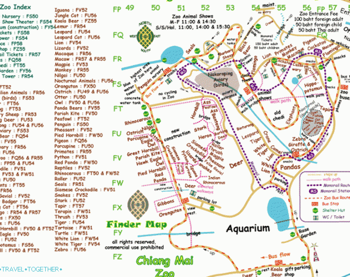 Karta zoološkog vrta u Chiang Maiu