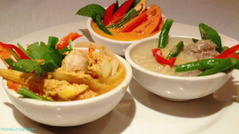 Tajlandska hrana - zeleni, crveni i žuti curry